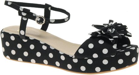 Asos Collection Asos Violet Flatforms with Bow in Black (blackwhitespot) - Lyst