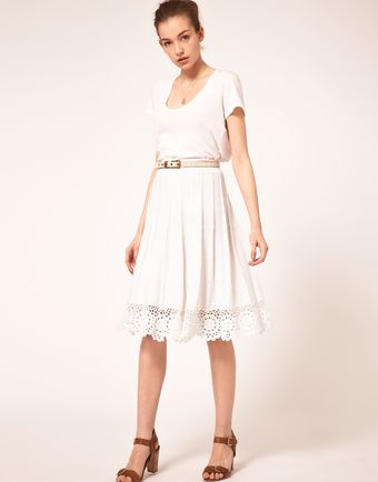 ASOS Collection Asos Crochet Detail Midi Skirt - Lyst