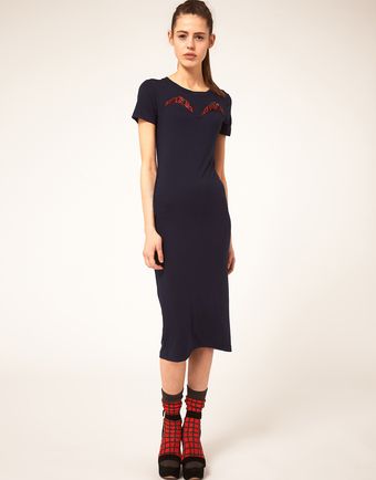 Danielle Scutt T Shirt Dress With Tartan Peep Bust - Lyst
