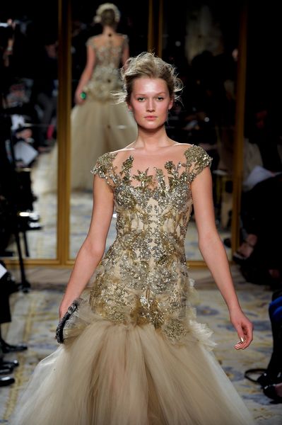 Marchesa Fall 2012 Silver Studded Clutch in Gold - Lyst