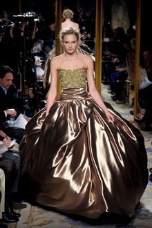 Marchesa Fall 2012 Gold Embroidered  Ball Gown - Lyst