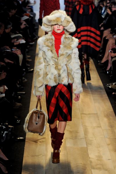 Michael Kors Fall 2012 Leather And Fur Oversized Tote In Brown And Beige in Brown - Lyst