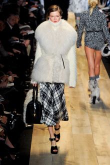 Michael Kors Fall 2012 Chequered Print Wool Midi Skirt - Lyst