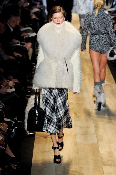 Michael Kors Fall 2012 Chequered Print Wool Midi Skirt in Black (black, white) - Lyst