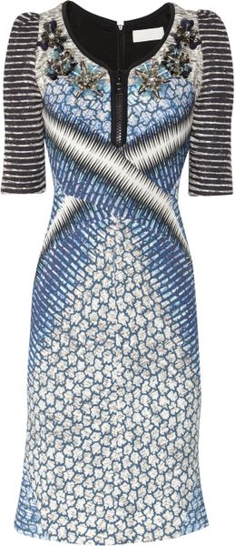 Peter Pilotto Embellished Printed Crepe Dress - Lyst