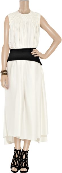 Preen Diamond Twotone Sandwashedsilk Dress in White - Lyst