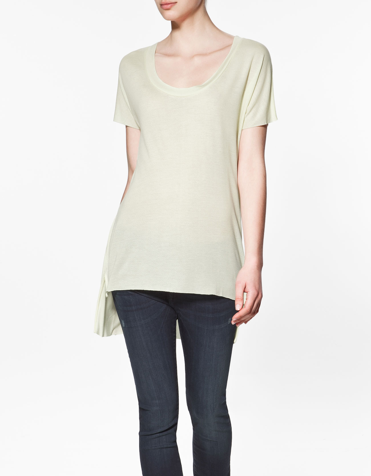 Zara Crepe T-Shirt in Beige (321) | Lyst