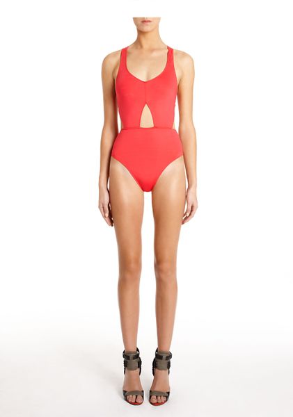 Alexander Wang Track Swimsuit in Red (persimmon) - Lyst