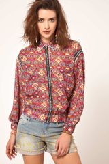 ASOS Collection Asos Top with Aztec Print and Embroidered Trims