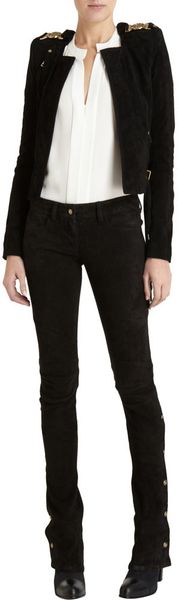 Balmain Suede Slim Pant in Black (gold) - Lyst