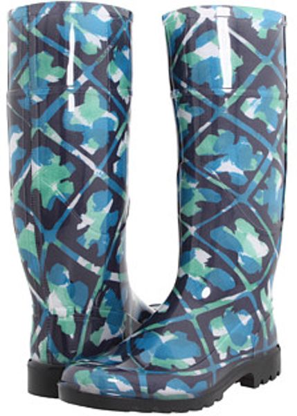 Burberry Floral Print Rain Boots in Blue (t) - Lyst