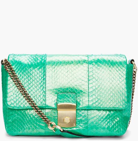 By Malene Birger Green Snake Skin Bag in Green