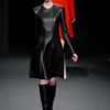 Calvin Klein Fall 2012 Black Leather KneeLength Dress with White Leather Panels on the Sides in Black - Lyst