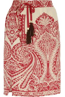 Etro Paisley-Print Silk Skirt - Lyst