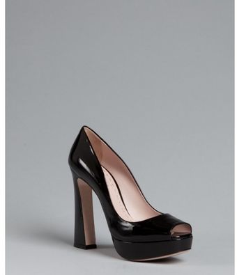  Patent Leather Platform Peep Toe Pumps 