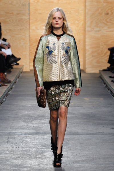 Proenza Schouler Fall 2012 Fur Trimmed Fold Over Clutch in Brown - Lyst