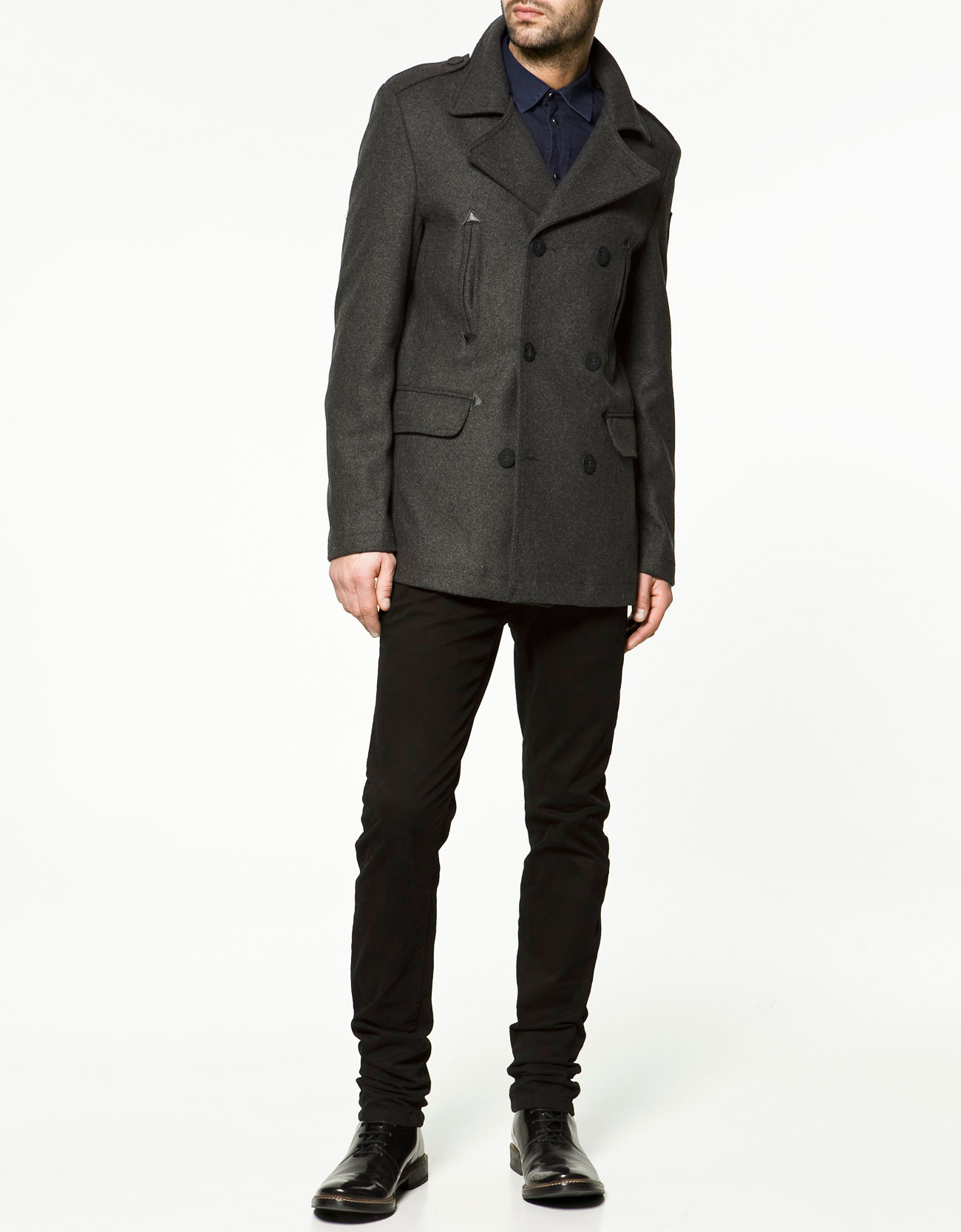 double breasted three quarter length coat