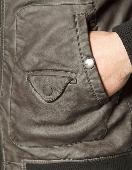 Zara Imitation Leather Jacket in Red for Men | Lyst