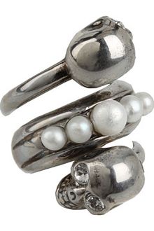 Alexander McQueen Spiral Twin and Pearl Ring - Lyst