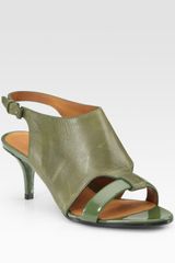 Givenchy Lucrezias Leather and Patent Leather Slingback Sandals