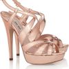 Miu Miu Metallic Watersnake Sandals in Pink (rose) - Lyst