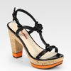 Prada Knotted Patent Leather Platform Sandals in Black - Lyst