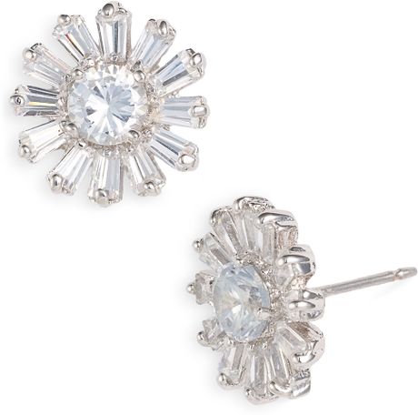 crystal silver spade stud kate gardens earrings clear