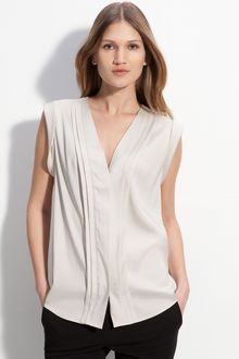 Valette Pleat Detail Sleeveless Silk Top - Lyst