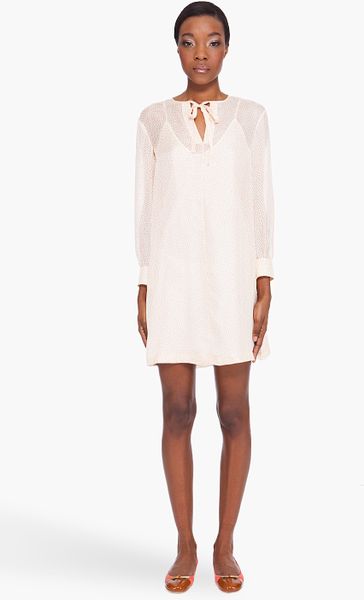 A.p.c. Silk Tunic Robe in Beige - Lyst