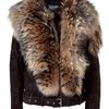 Balmain Brown Leather Biker Jacket with Fur Collar in Brown - Lyst