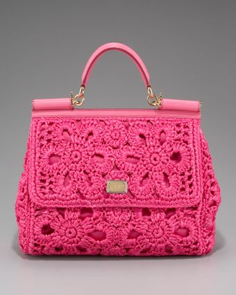Dolce & Gabbana Miss Sicily Crocheted Straw Handbag - Lyst