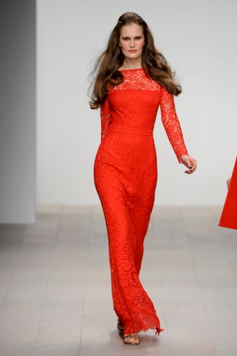 Issa Fall 2012 Long Sleeve Red Lace Evening Gown - Lyst