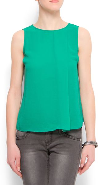 Mango Sheer Top in Green (86) - Lyst