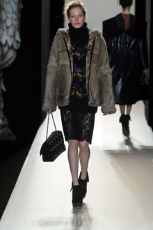 Mulberry Fall 2012 Rabbit Trimmed Hooded Coat  - Lyst