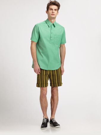 Richard Chai Striped Cuffed Shorts - Lyst