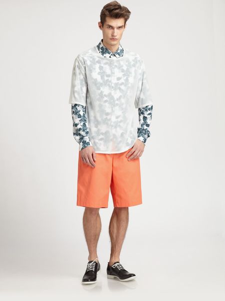 Richard Chai Relaxed Heavy Twill Shorts in Orange for Men - Lyst