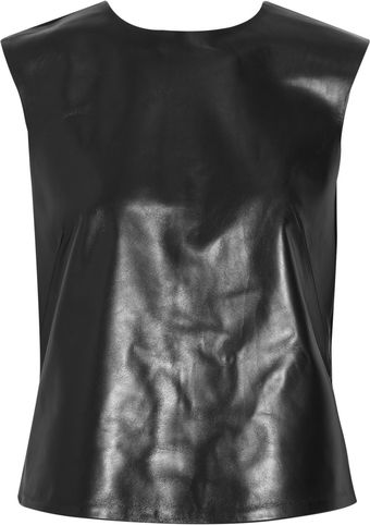  Leather And Stretch-Jersey Top 