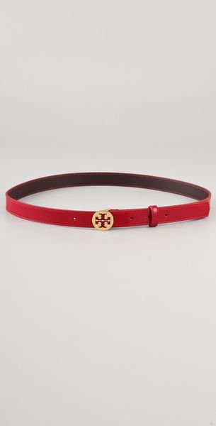  Skinny Patent Tory Logo Belt 