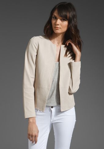  Collarless Leather Jacket 
