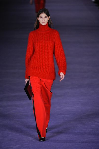 Christopher Kane Fall 2012 Long Sleeve Cable Knit Mohair Turtleneck Sweater In Red  in Red - Lyst