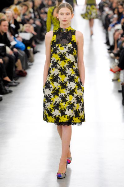 Erdem Fall 2012 Floral Lace Embroidered Aline Dress in Yellow - Lyst