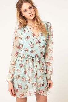 Love Chiffon Floral Print Wrap Dress - Lyst