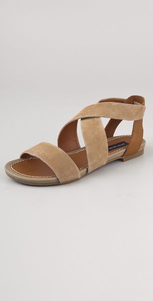 beige suede flat sandals