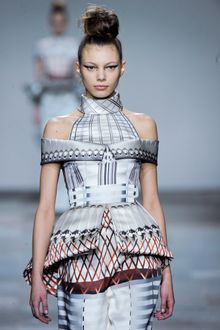 Mary Katrantzou Fall 2012 Overall Printed Turtle-Neck Peplum Maxi Dress - Lyst