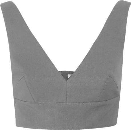 Miu Miu Cropped Cotton Top in Gray (steel) - Lyst
