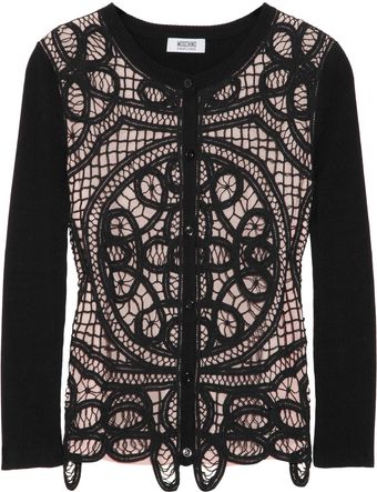Moschino Cheap & Chic Lace-overlay Cotton and Silk Cardigan - Lyst