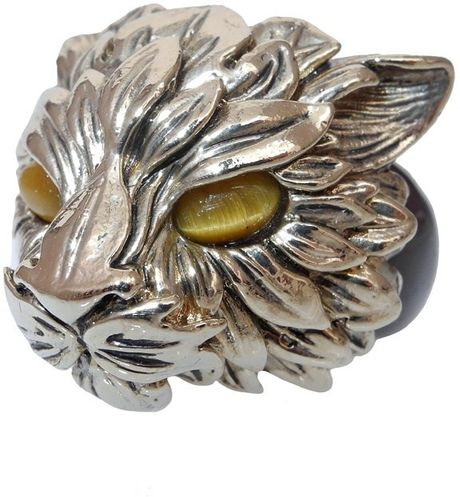 Roberto Cavalli Fox and Swarovski Ring in Silver - Lyst