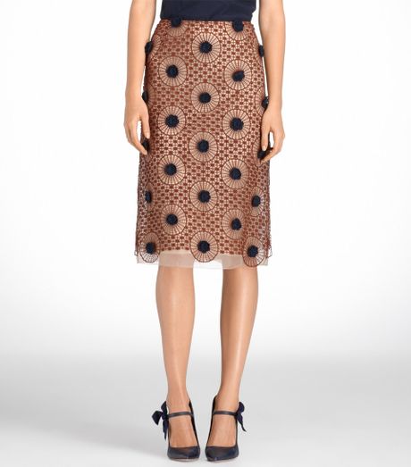Tory Burch Thomad Crochet Skirt in Brown - Lyst