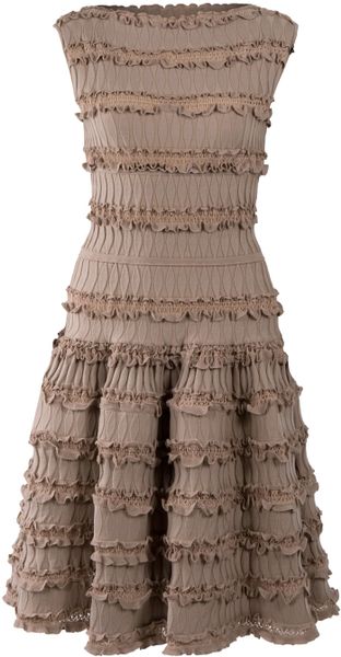 Alaïa Frill Knit Dress in Beige (nude) - Lyst