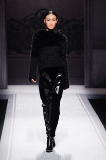 Alberta Ferretti Fall 2012 Black Maxi Skirt With Leather Patchwork - Lyst